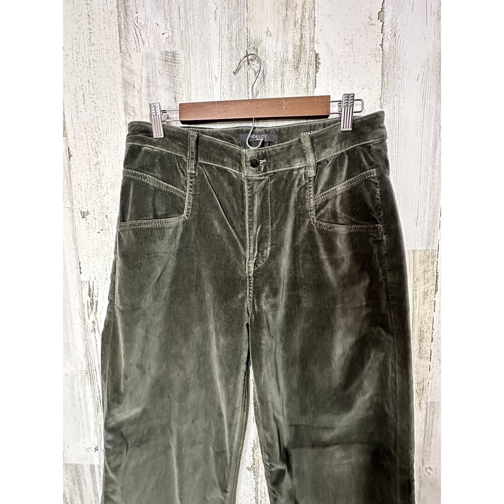 Fidelity wide leg Deep Sage Velour Velvet mid bootcut jeans 30 Anthropologie$228 - Picture 3 of 16